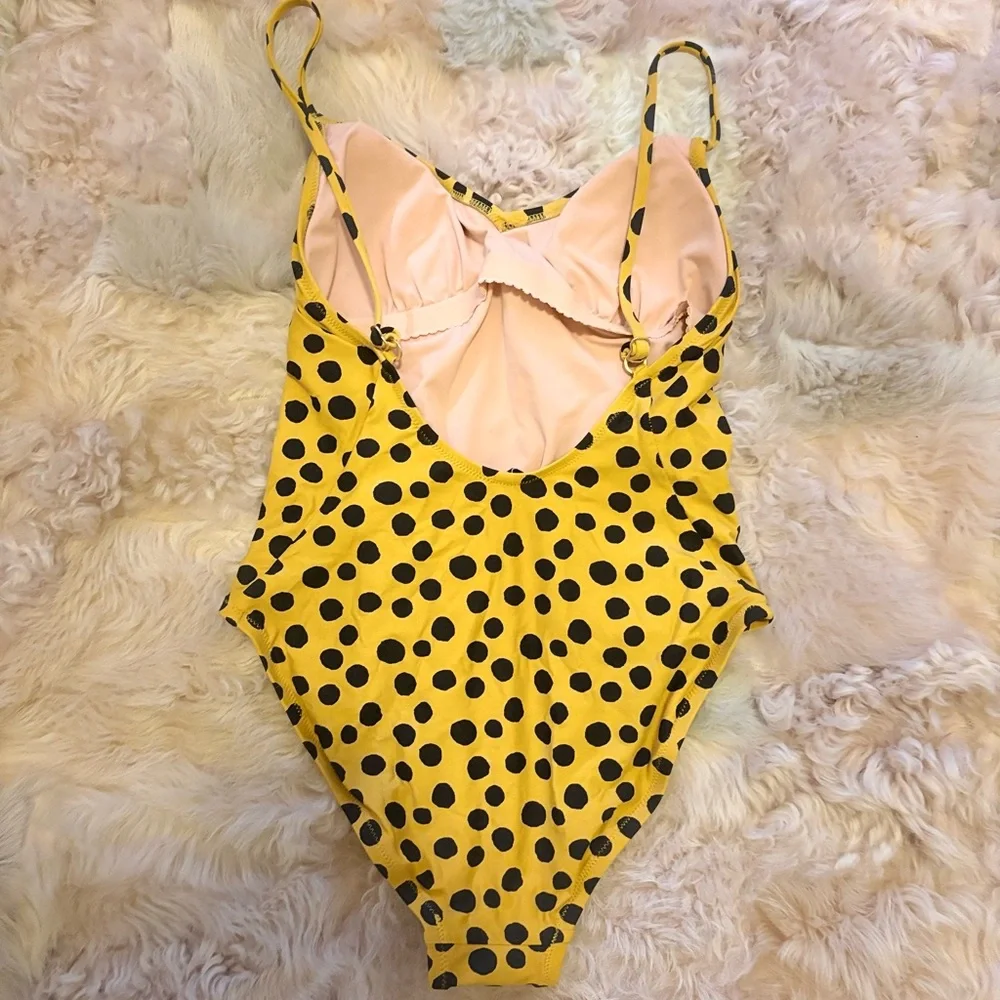 Madewell Yellow and Black Polka Dot Swimsuit - Picture 2 of 4